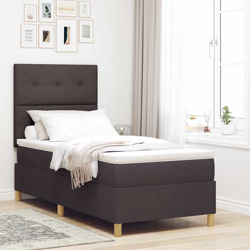 Box spring seng med madras Mørk Brun 90 x 190 cm Stof