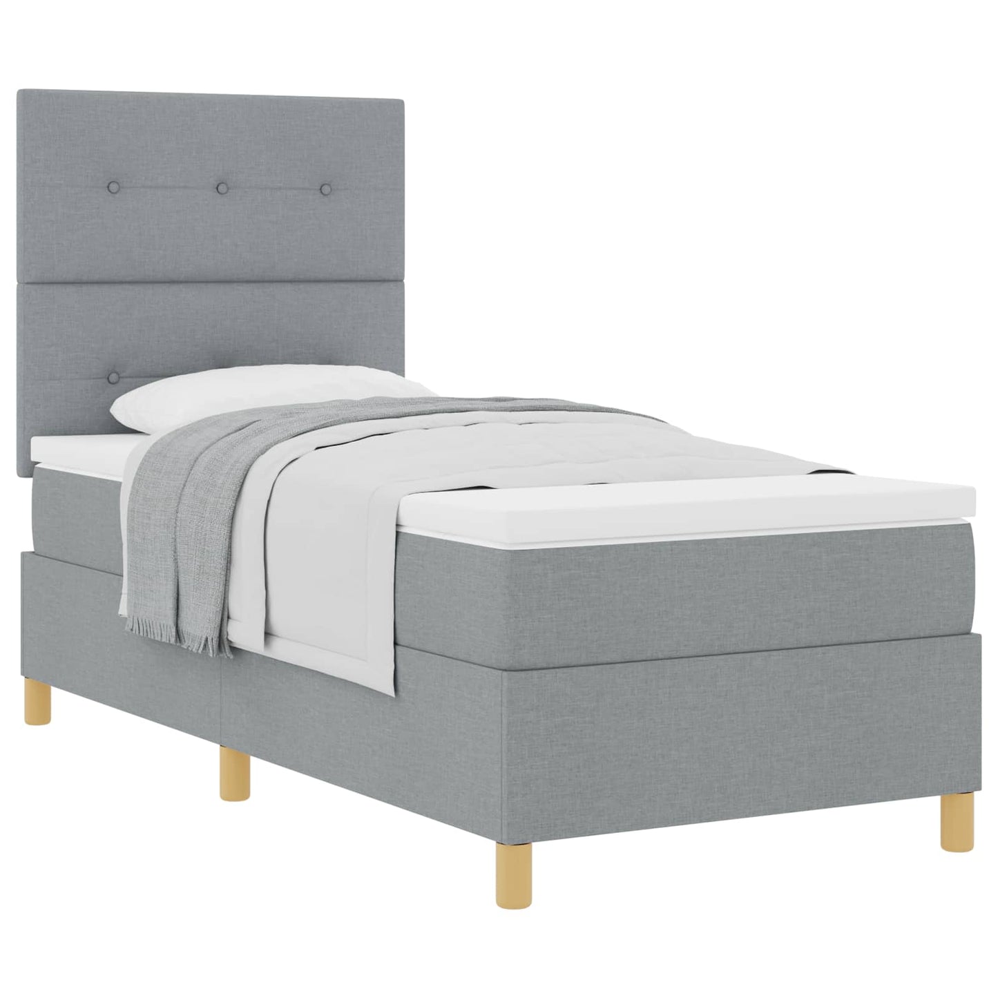 Box spring seng med hovedgærde Lysegrå 100 x 200 cm Stof