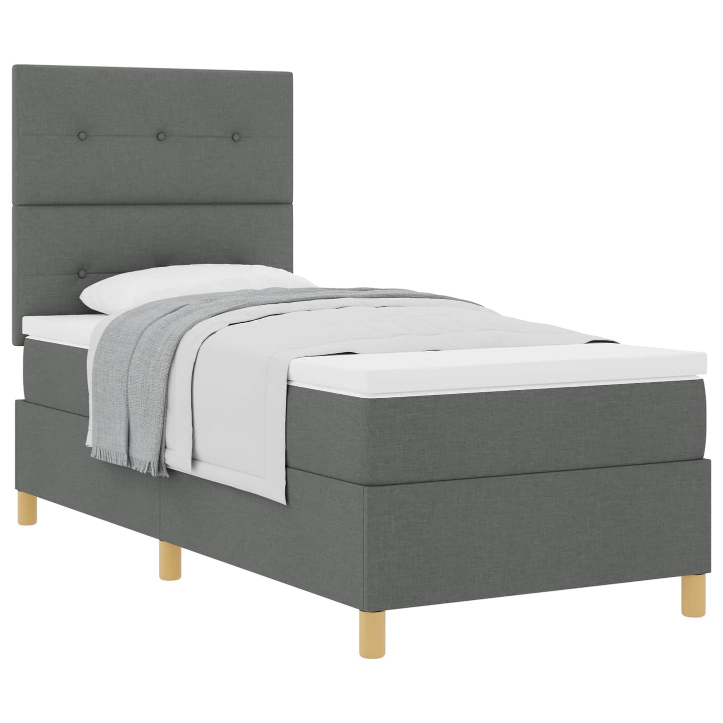 Box spring seng med hovedgærde Mørkegrå 100 x 200 cm Stof