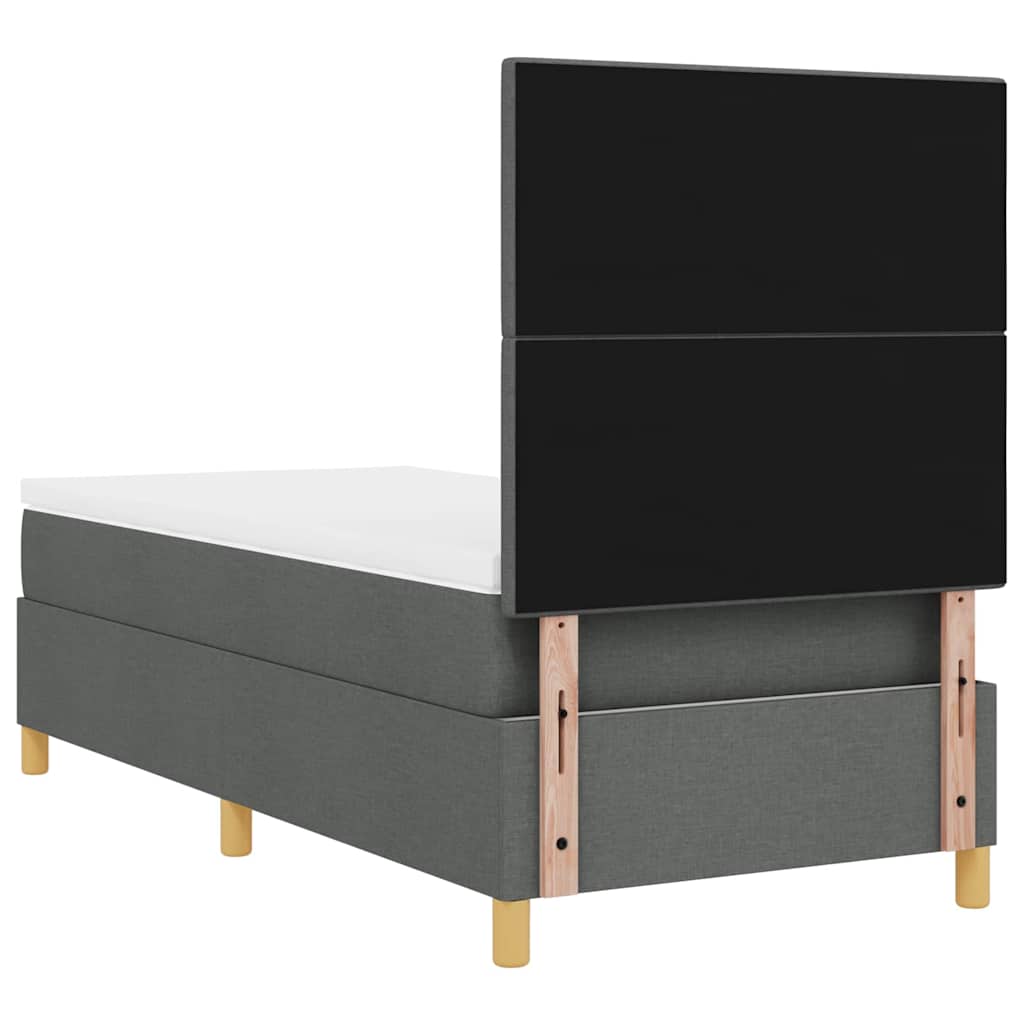 Box spring seng med hovedgærde Mørkegrå 100 x 200 cm Stof