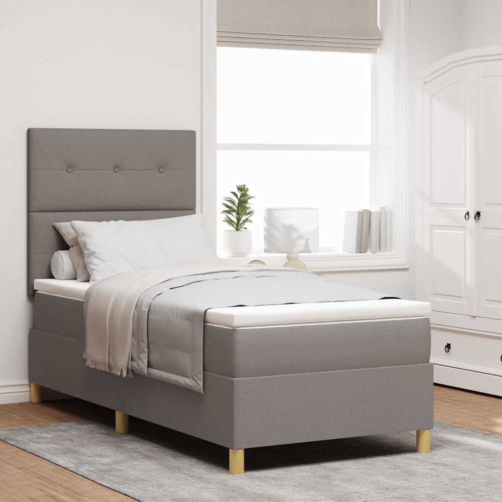 Box spring seng med hovedgærde Gråbrun 100 x 200 cm Stof