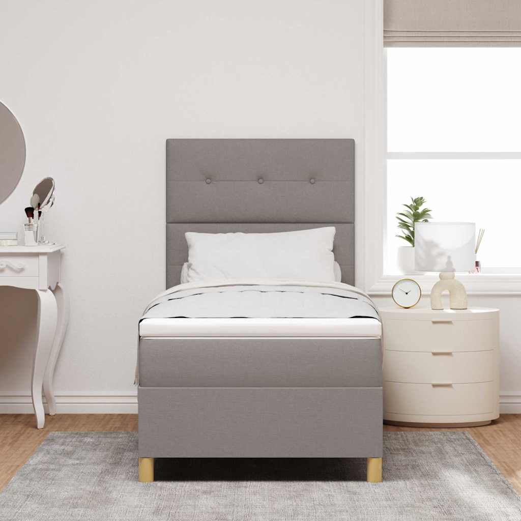 Box spring seng med hovedgærde Gråbrun 100 x 200 cm Stof