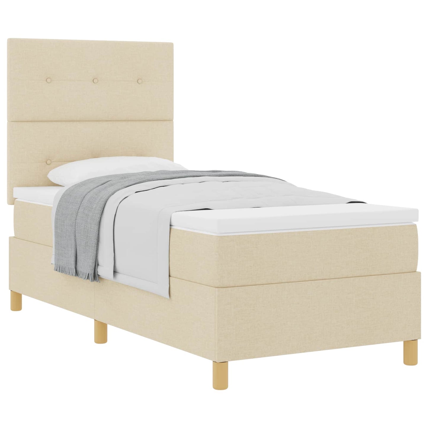 Box spring seng med hovedgærde Creme 100 x 200 cm Stof