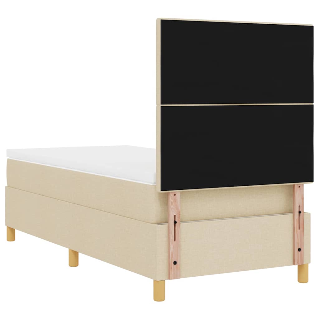 Box spring seng med hovedgærde Creme 100 x 200 cm Stof