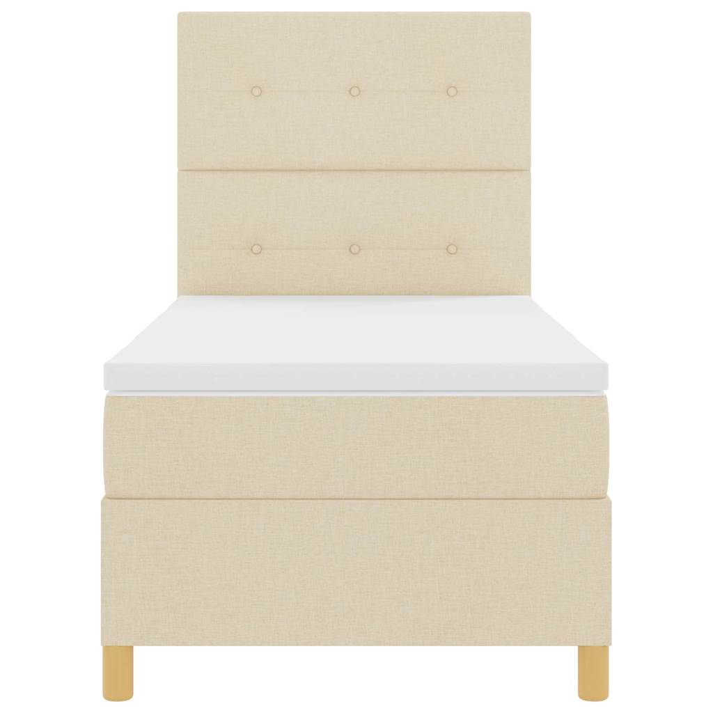 Box spring seng med hovedgærde Creme 100 x 200 cm Stof
