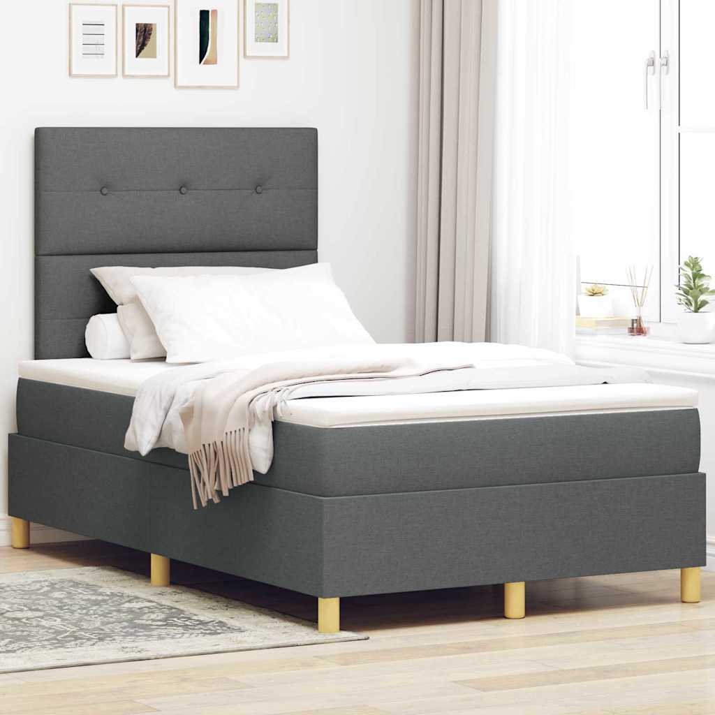Box spring seng med hovedgærde Mørkegrå 120 x 190 cm Stof