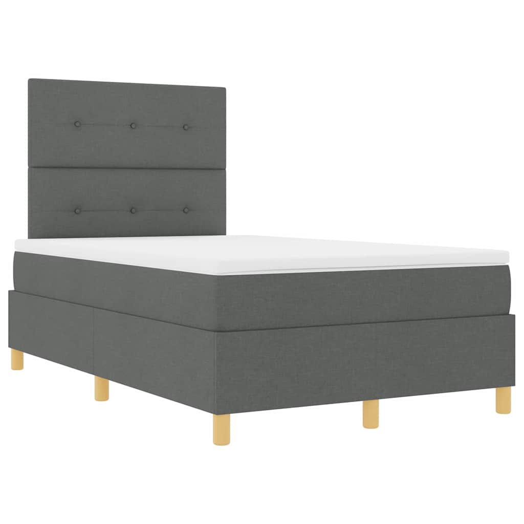 Box spring seng med hovedgærde Mørkegrå 120 x 190 cm Stof