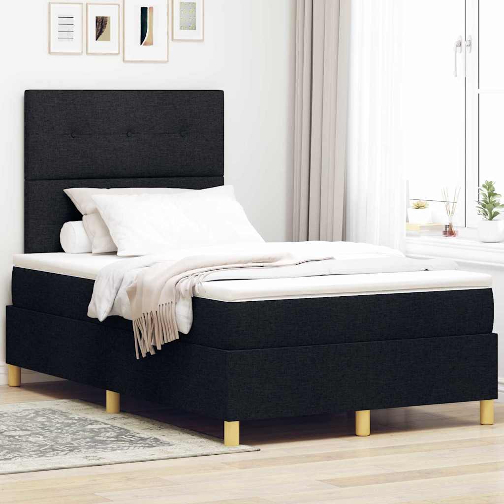 Box spring seng med hovedgærde Sort 120 x 190 cm Stof