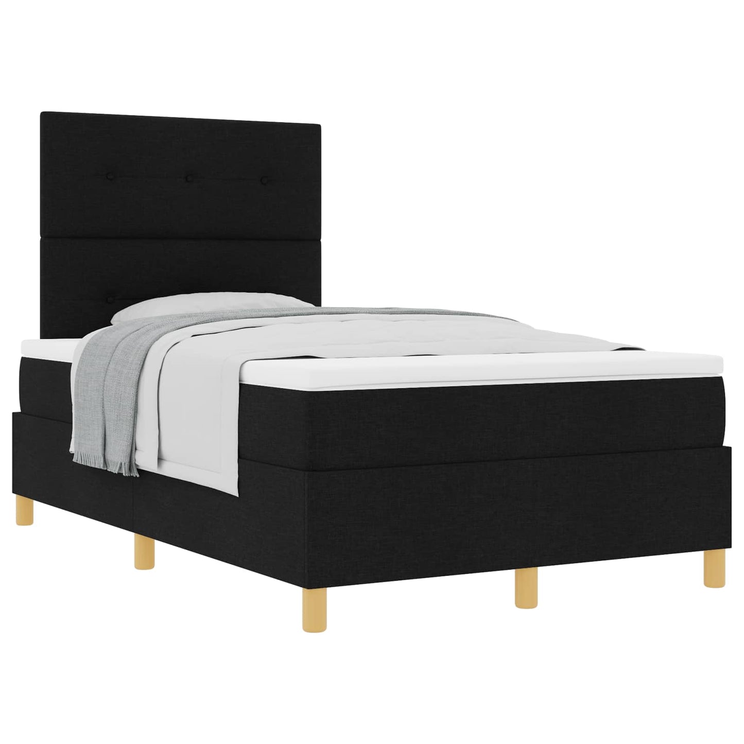 Box spring seng med hovedgærde Sort 120 x 190 cm Stof