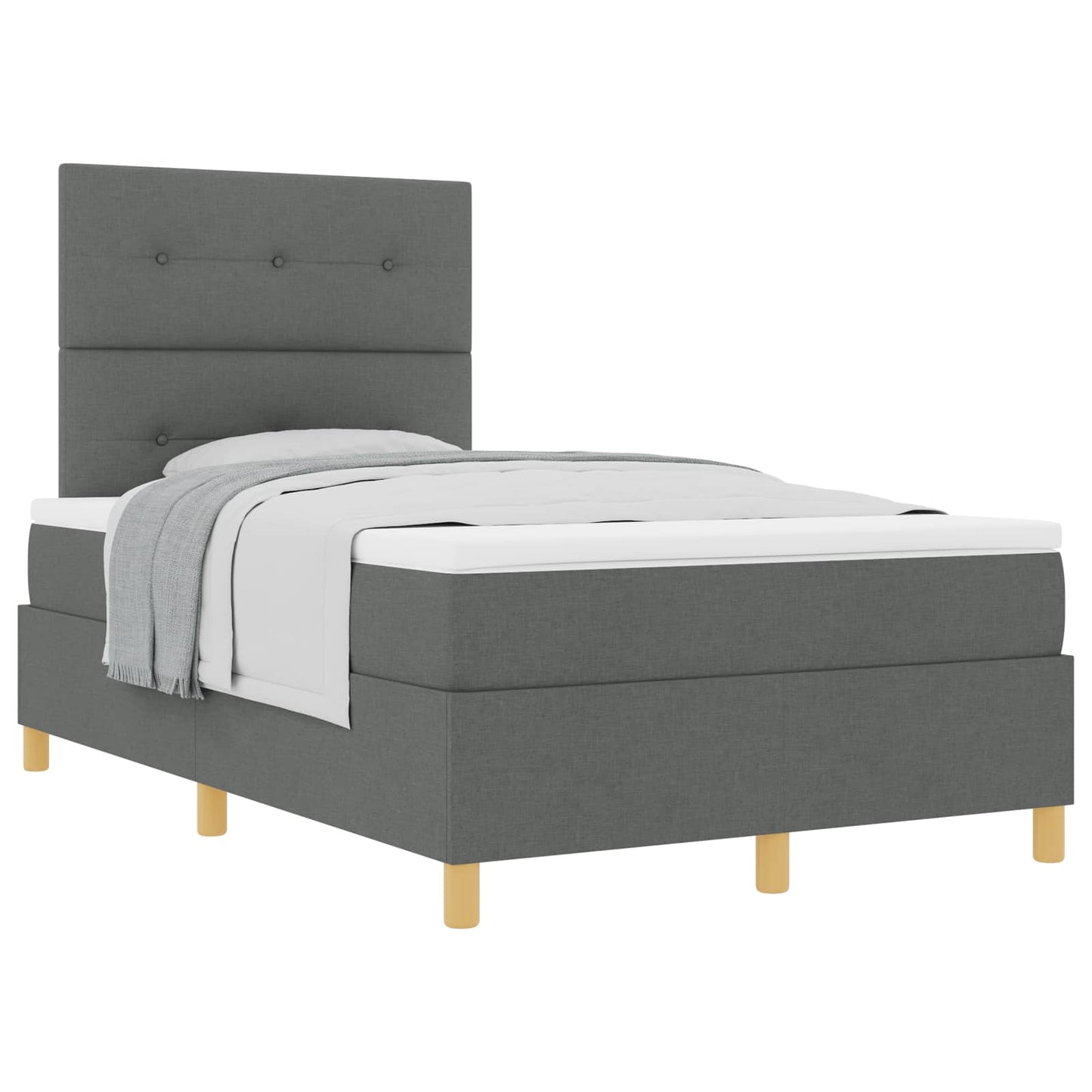 Box spring seng med hovedgærde Mørkegrå 120 x 200 cm Stof