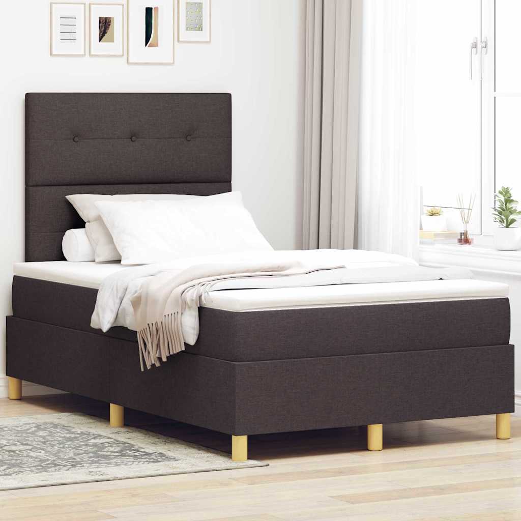 Box spring seng med hovedgærde Mørk Brun 120 x 200 cm Stof