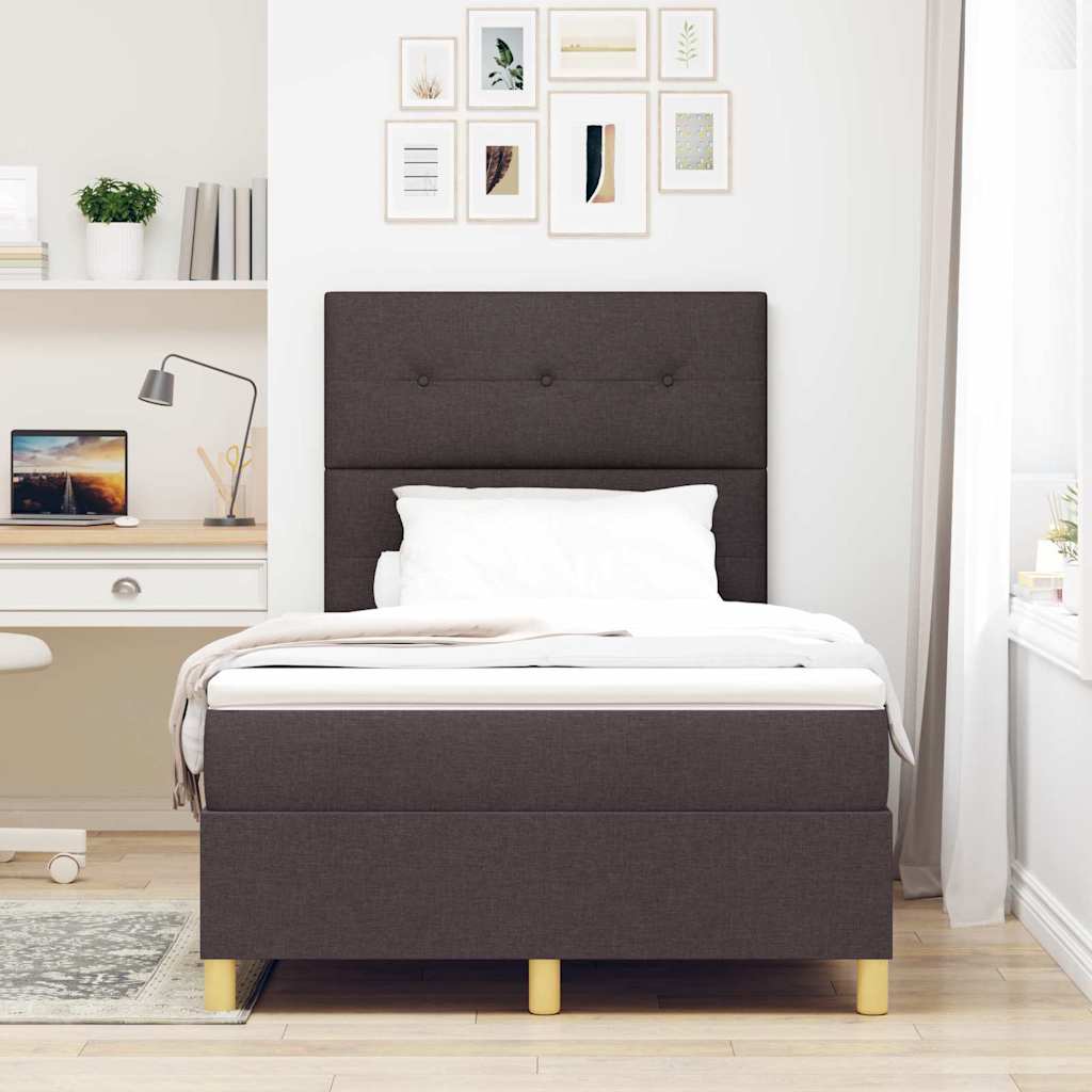 Box spring seng med hovedgærde Mørk Brun 120 x 200 cm Stof