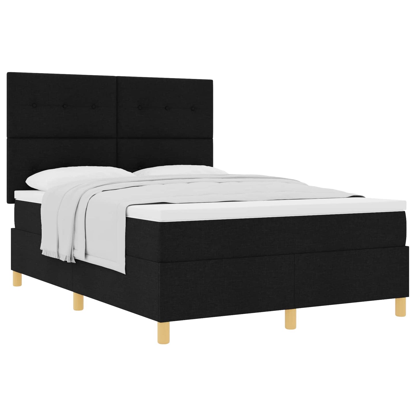 Box spring seng med hovedgærde Sort 140 x 190 cm Stof