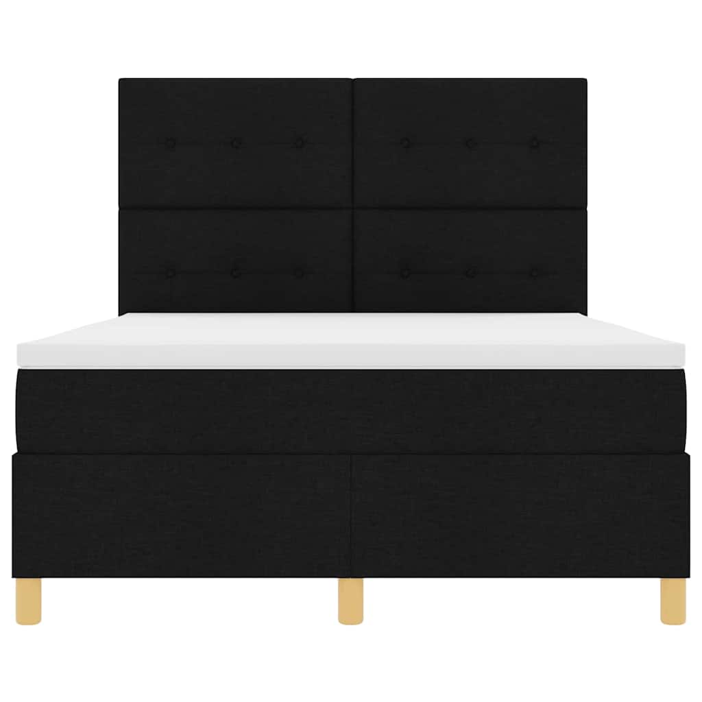 Box spring seng med hovedgærde Sort 140 x 190 cm Stof