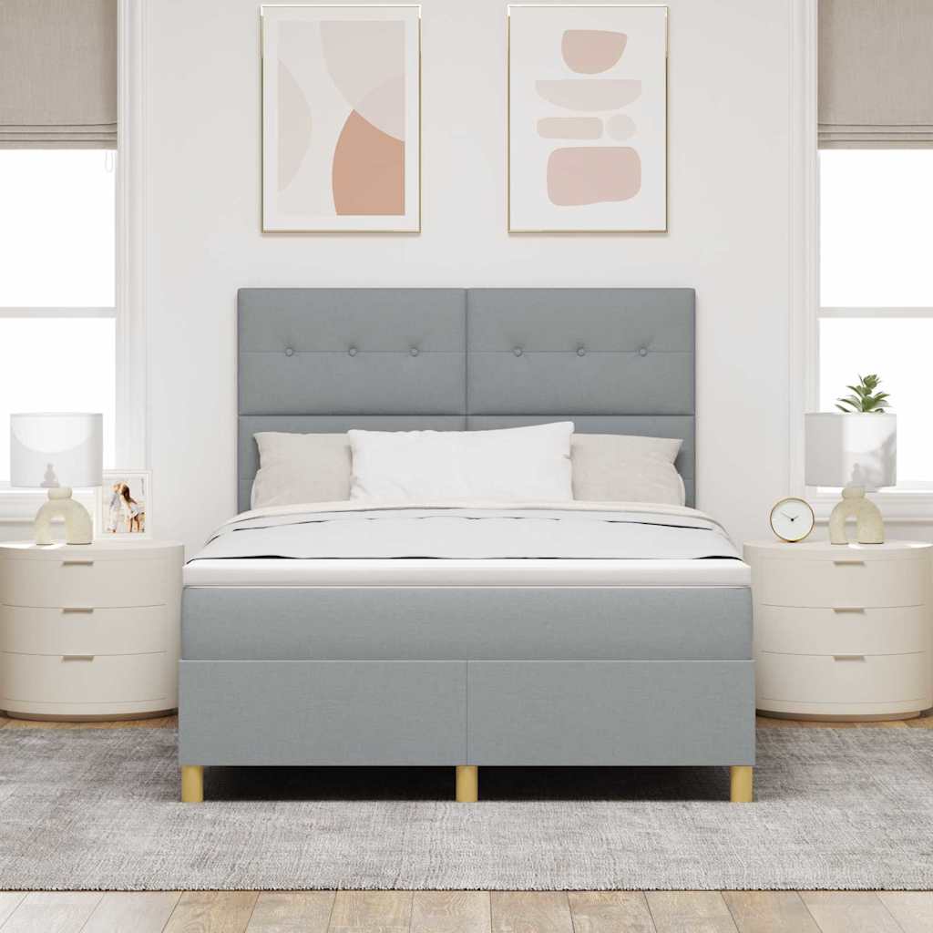 Box spring seng med hovedgærde Lysegrå 160 x 200 cm Stof