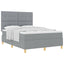 Box spring seng med hovedgærde Lysegrå 160 x 200 cm Stof