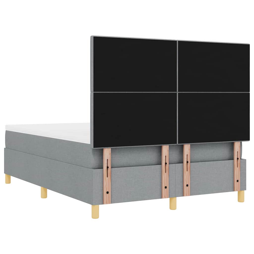 Box spring seng med hovedgærde Lysegrå 160 x 200 cm Stof
