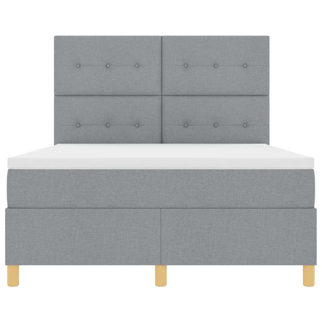 Box spring seng med hovedgærde Lysegrå 160 x 200 cm Stof