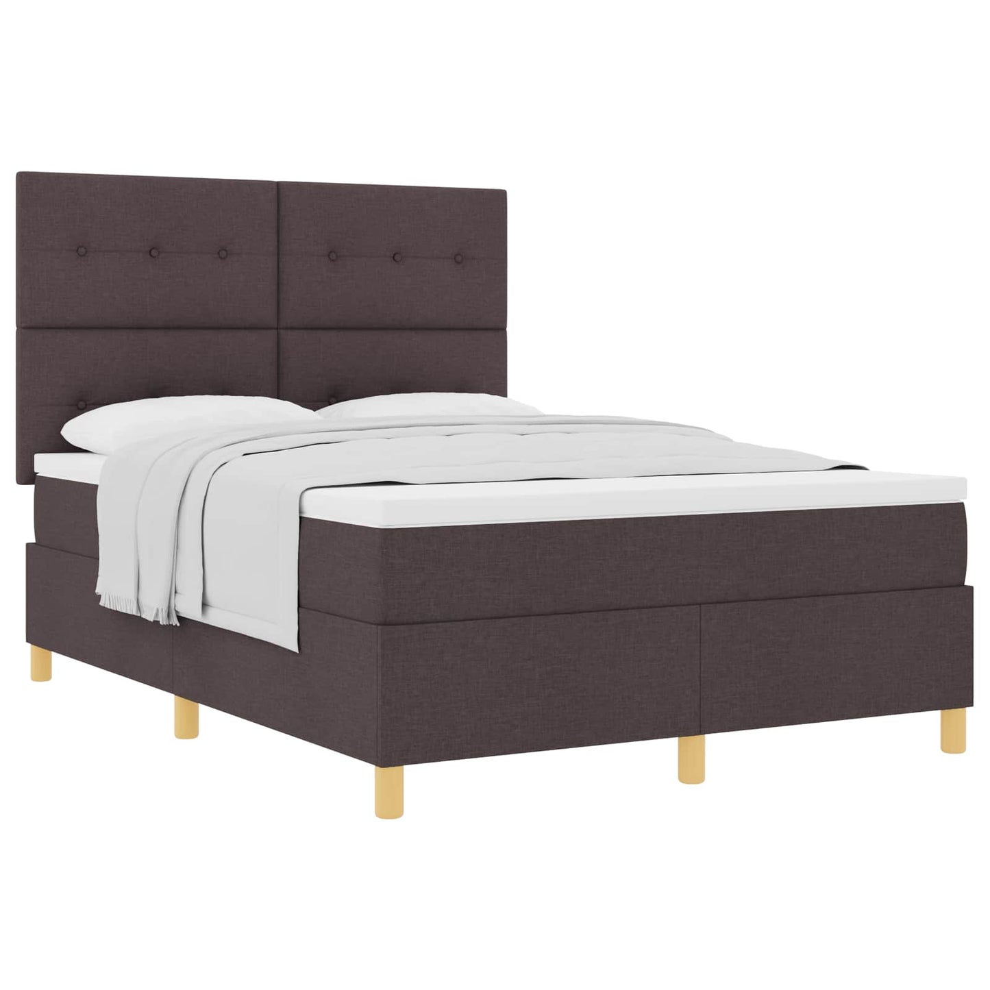 Box spring seng med hovedgærde Mørk Brun 160 x 200 cm Stof
