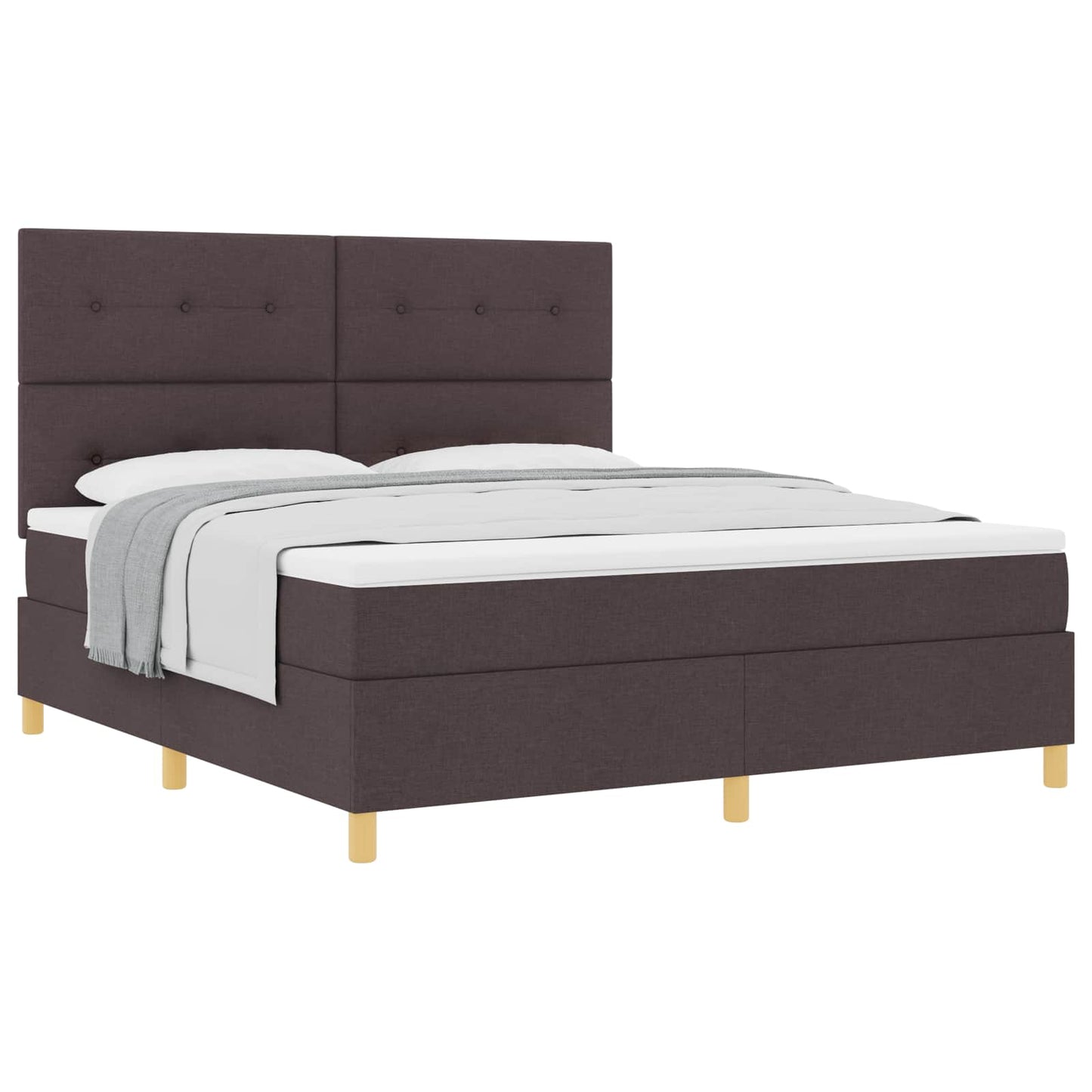 Box spring seng med hovedgærde Mørk Brun 180 x 200 cm Stof