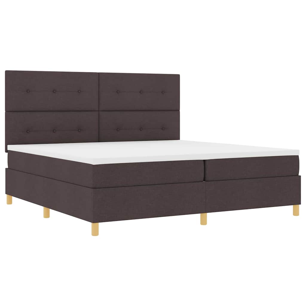 Box spring seng med hovedgærde Mørk Brun 200 x 200 cm Stof
