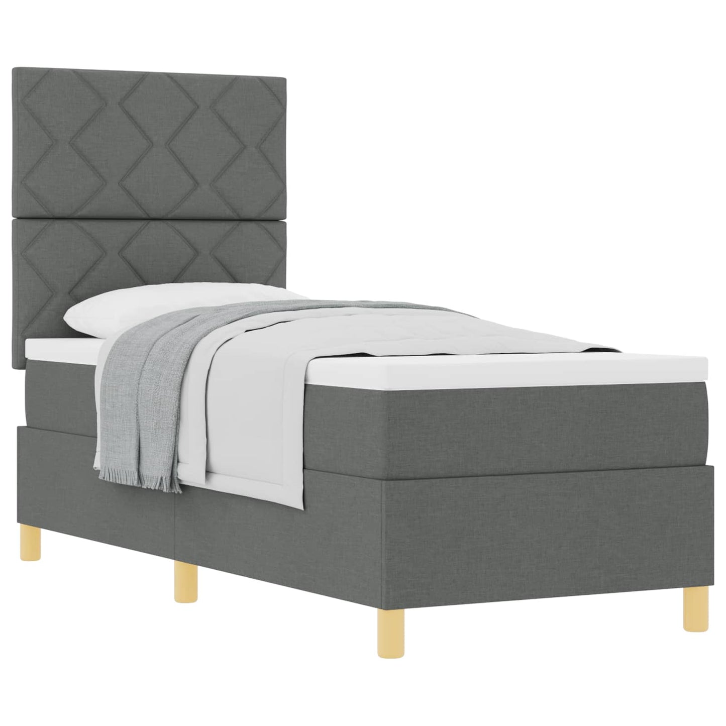 Box spring seng med hovedgærde Mørkegrå 80 x 200 cm Stof