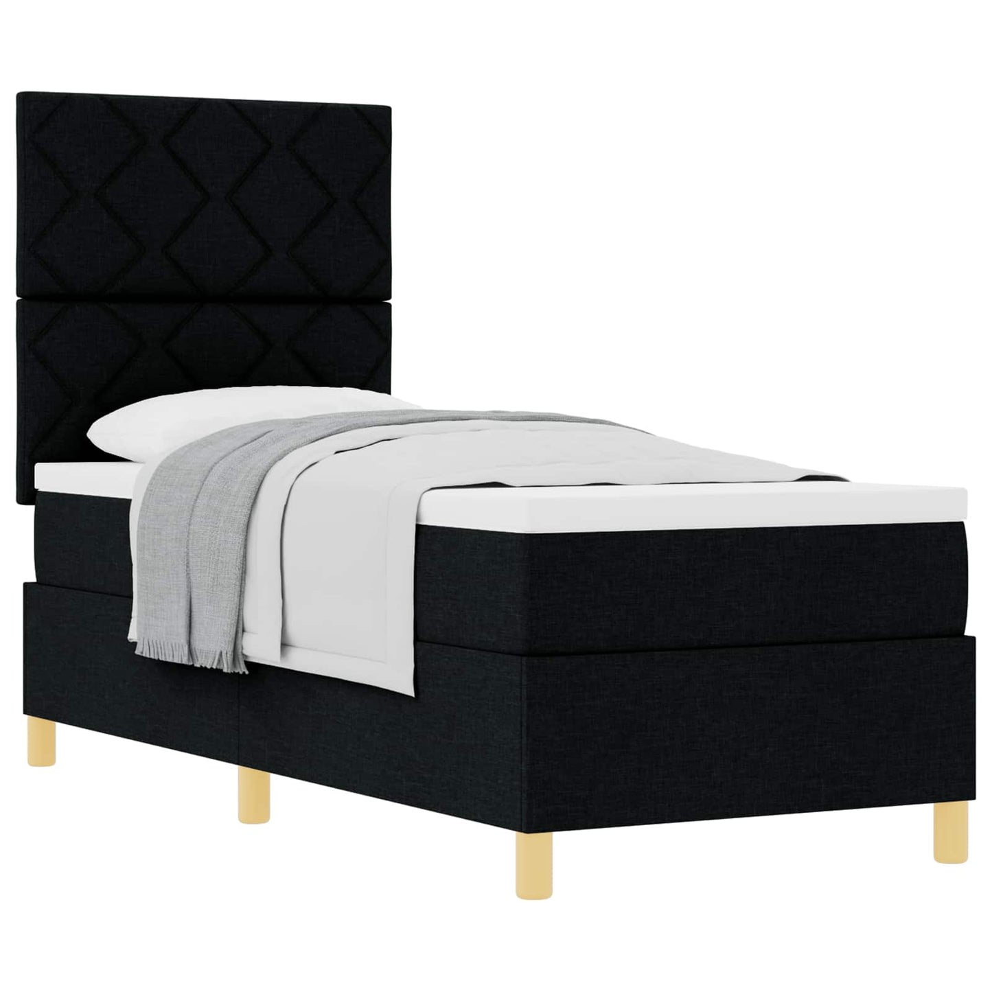 Box spring seng med hovedgærde Sort 80 x 200 cm Stof