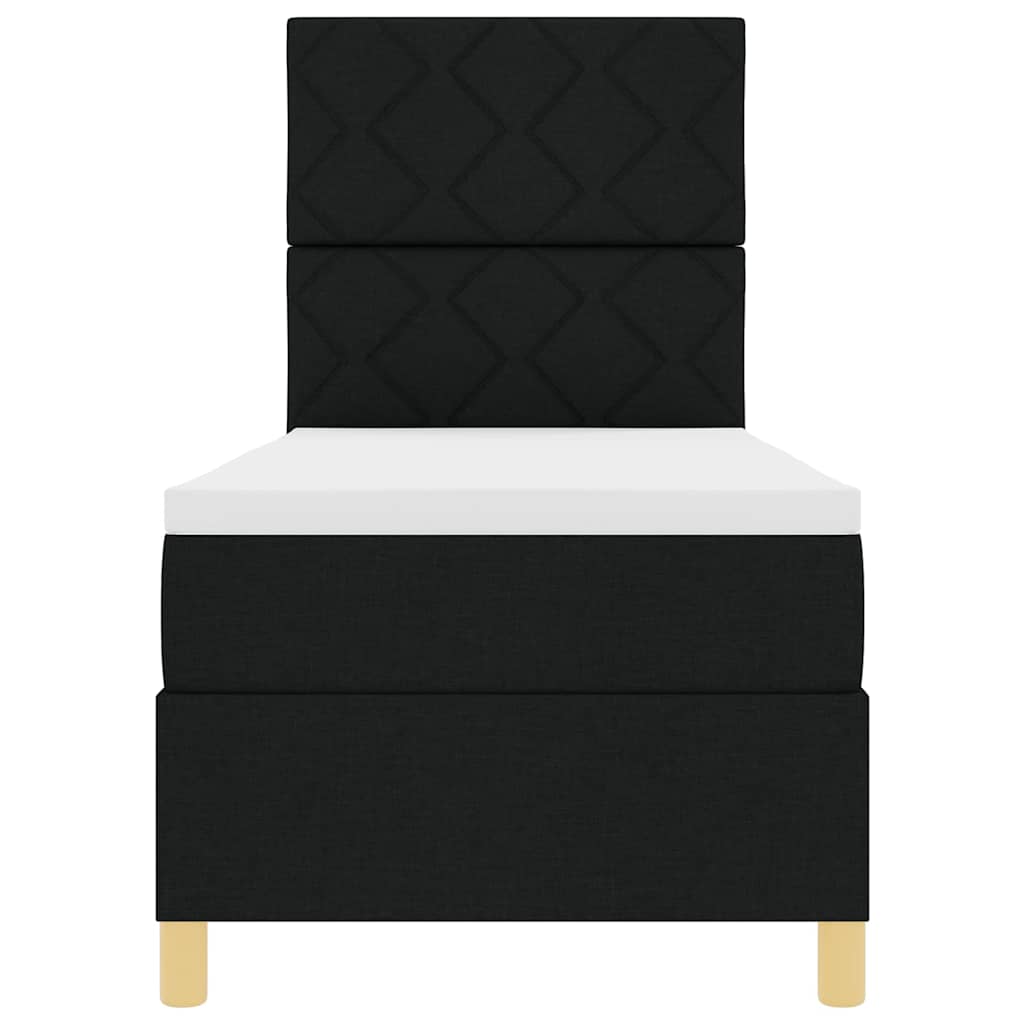 Box spring seng med hovedgærde Sort 80 x 200 cm Stof