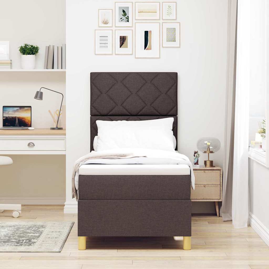 Box spring seng med hovedgærde Mørk Brun 80 x 200 cm Stof
