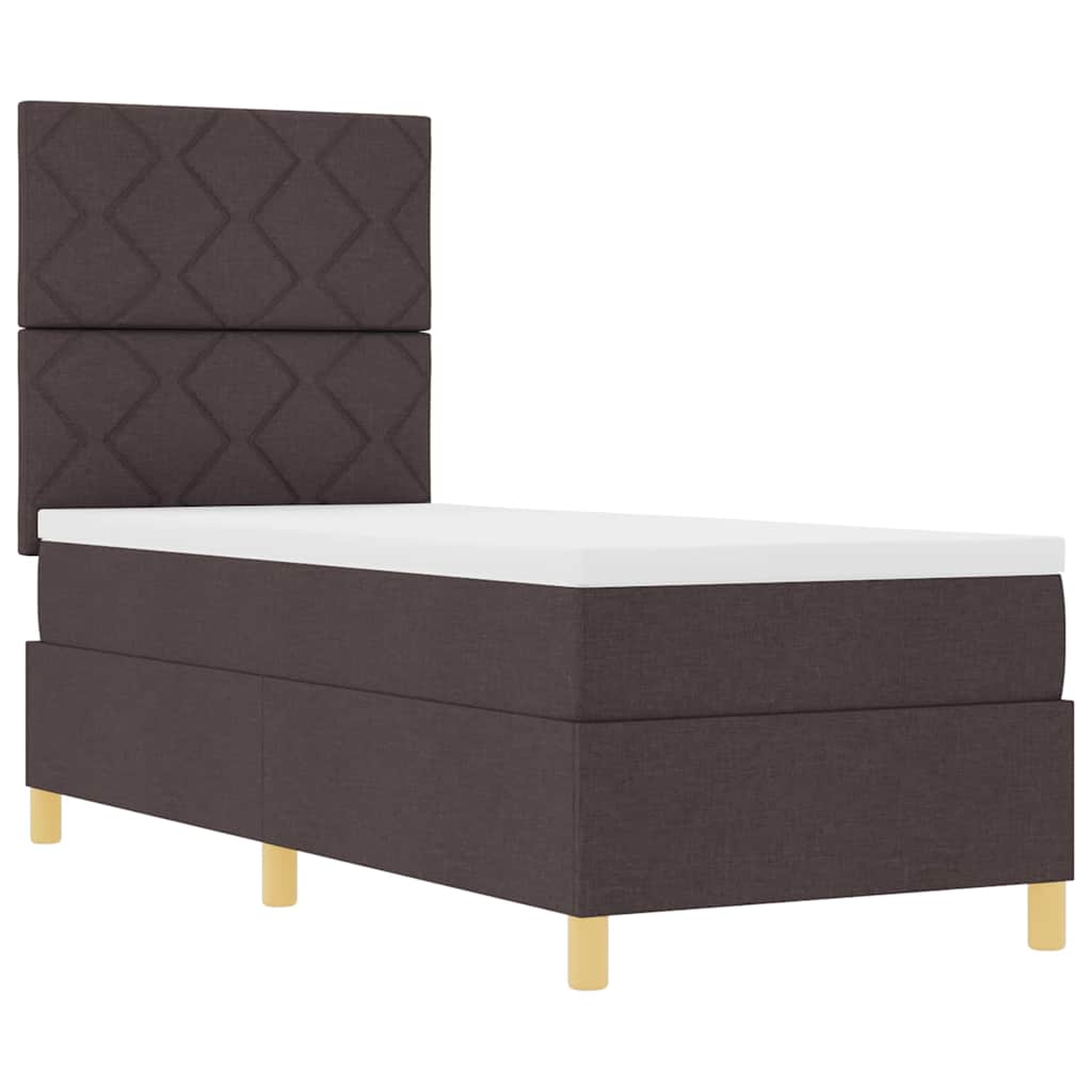 Box spring seng med hovedgærde Mørk Brun 80 x 200 cm Stof