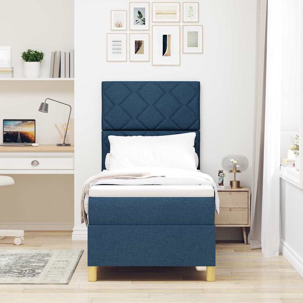 Box spring seng med hovedgærde Blå 80 x 200 cm Stof