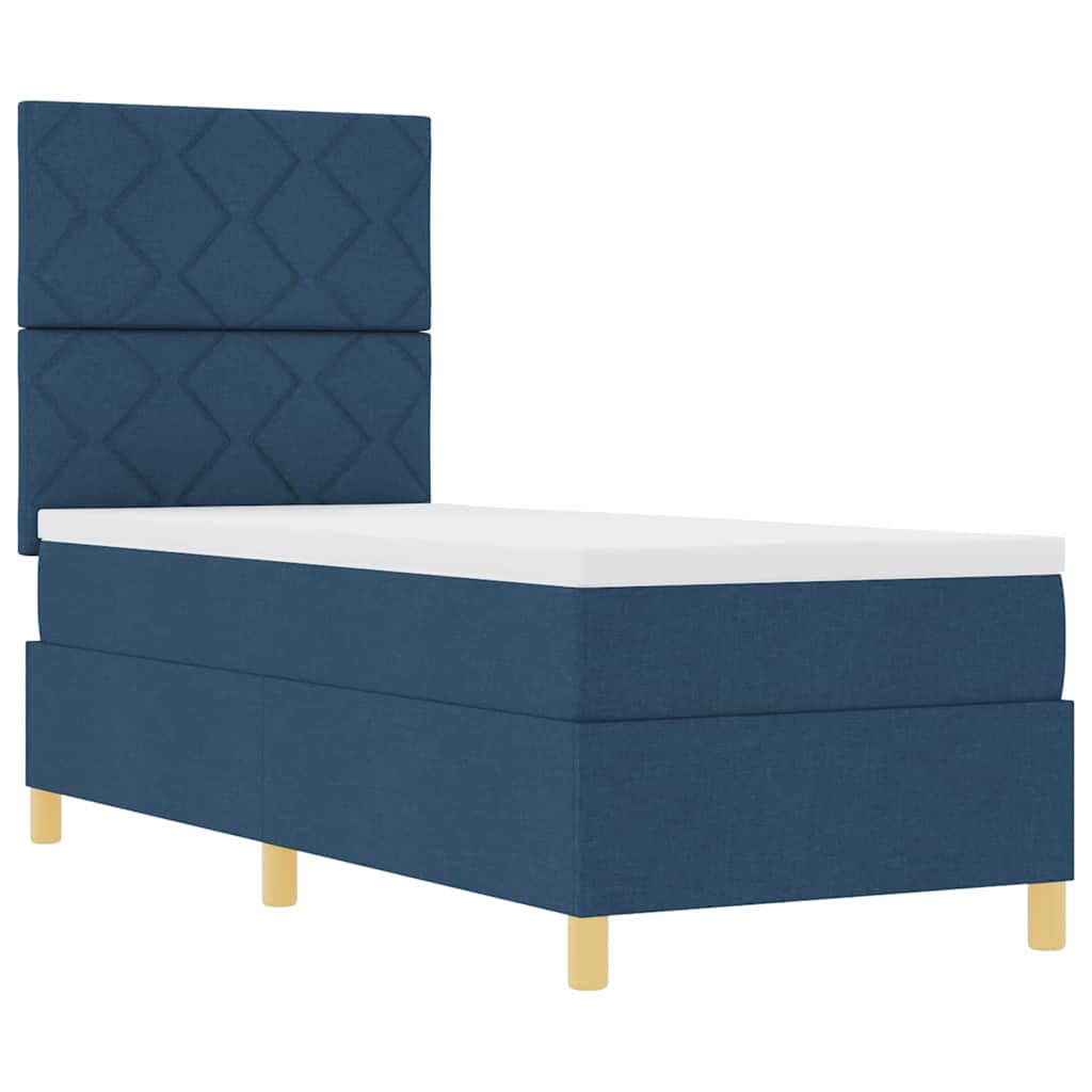 Box spring seng med hovedgærde Blå 80 x 200 cm Stof