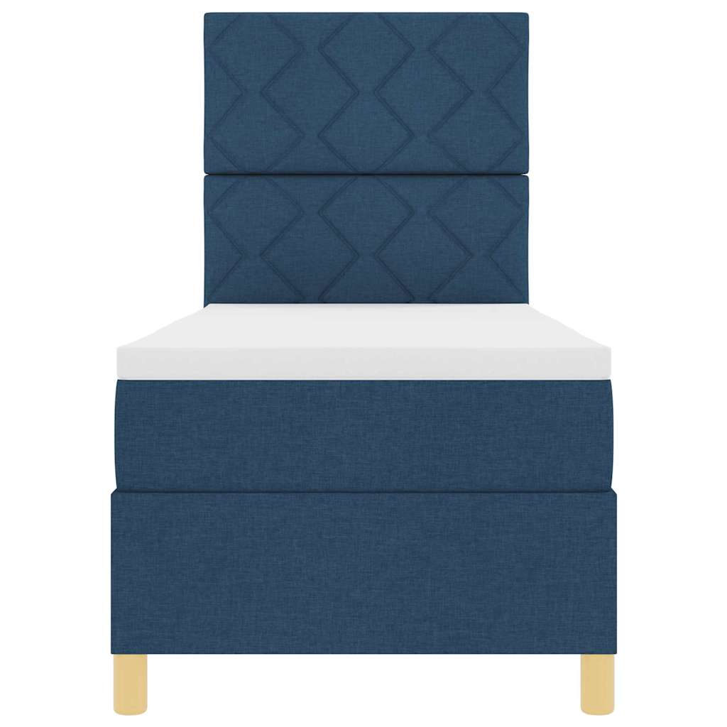 Box spring seng med hovedgærde Blå 80 x 200 cm Stof