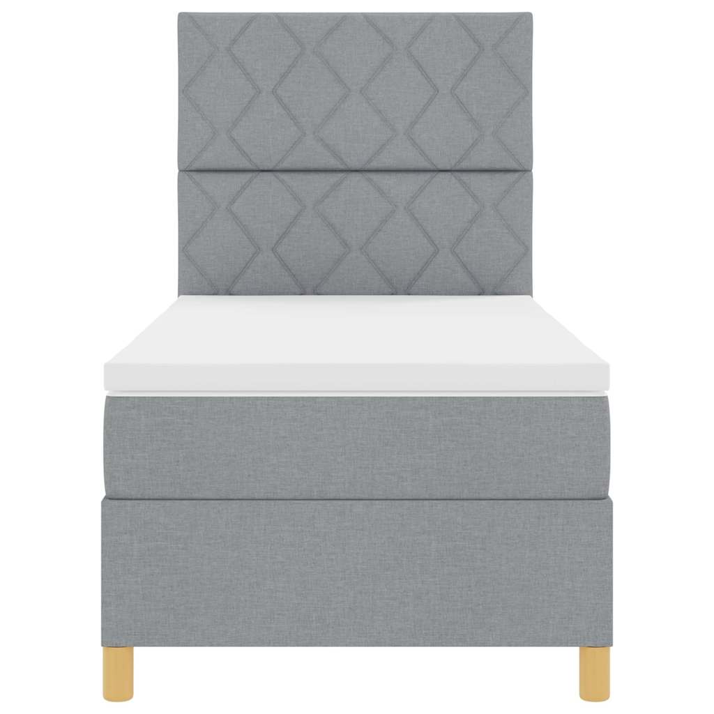 Box spring seng med hovedgærde Lysegrå 90 x 190 cm Stof
