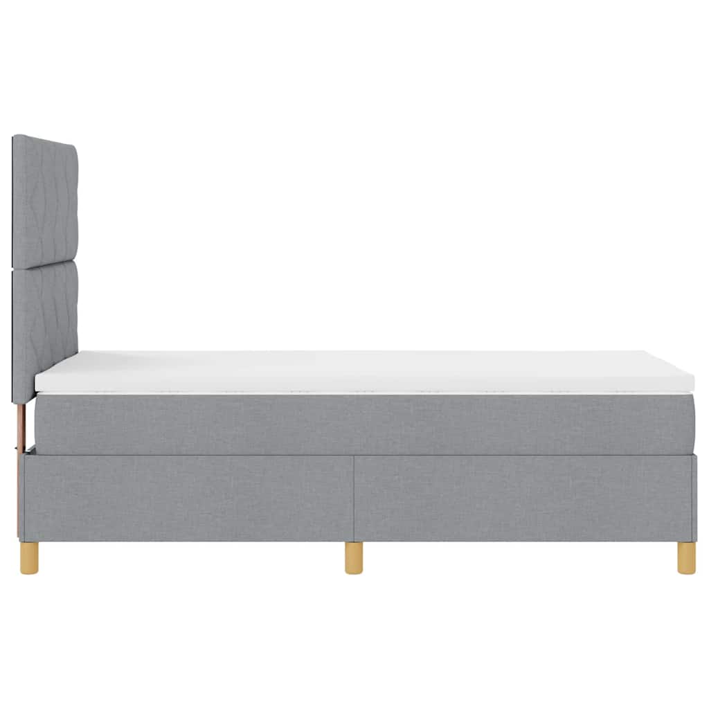Box spring seng med hovedgærde Lysegrå 90 x 190 cm Stof