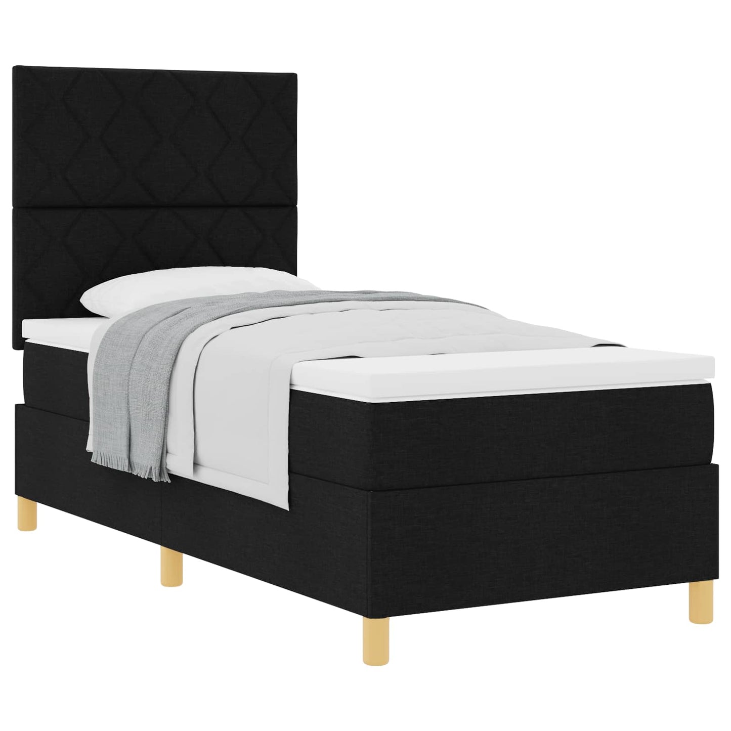 Box spring seng med hovedgærde Sort 90 x 190 cm Stof