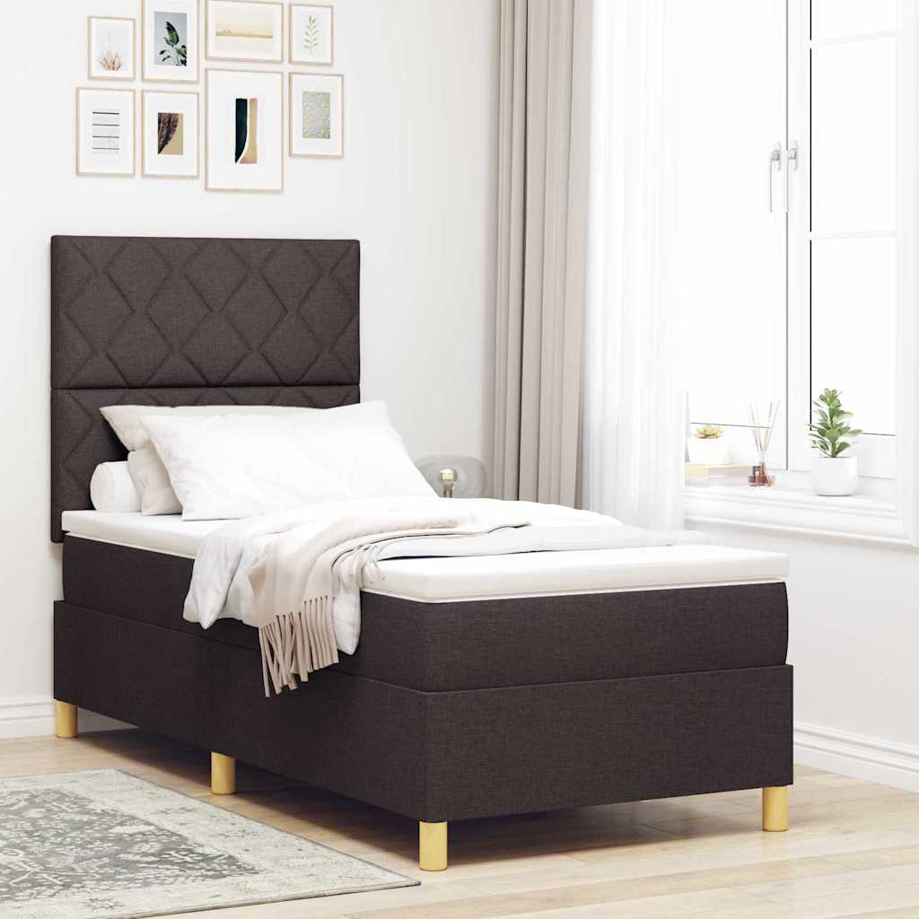 Box spring seng med hovedgærde Mørk Brun 90 x 190 cm Stof