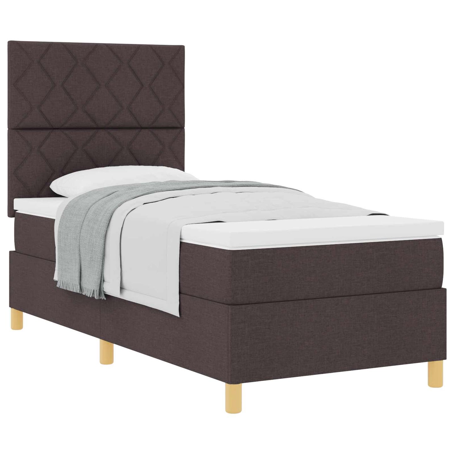Box spring seng med hovedgærde Mørk Brun 90 x 190 cm Stof