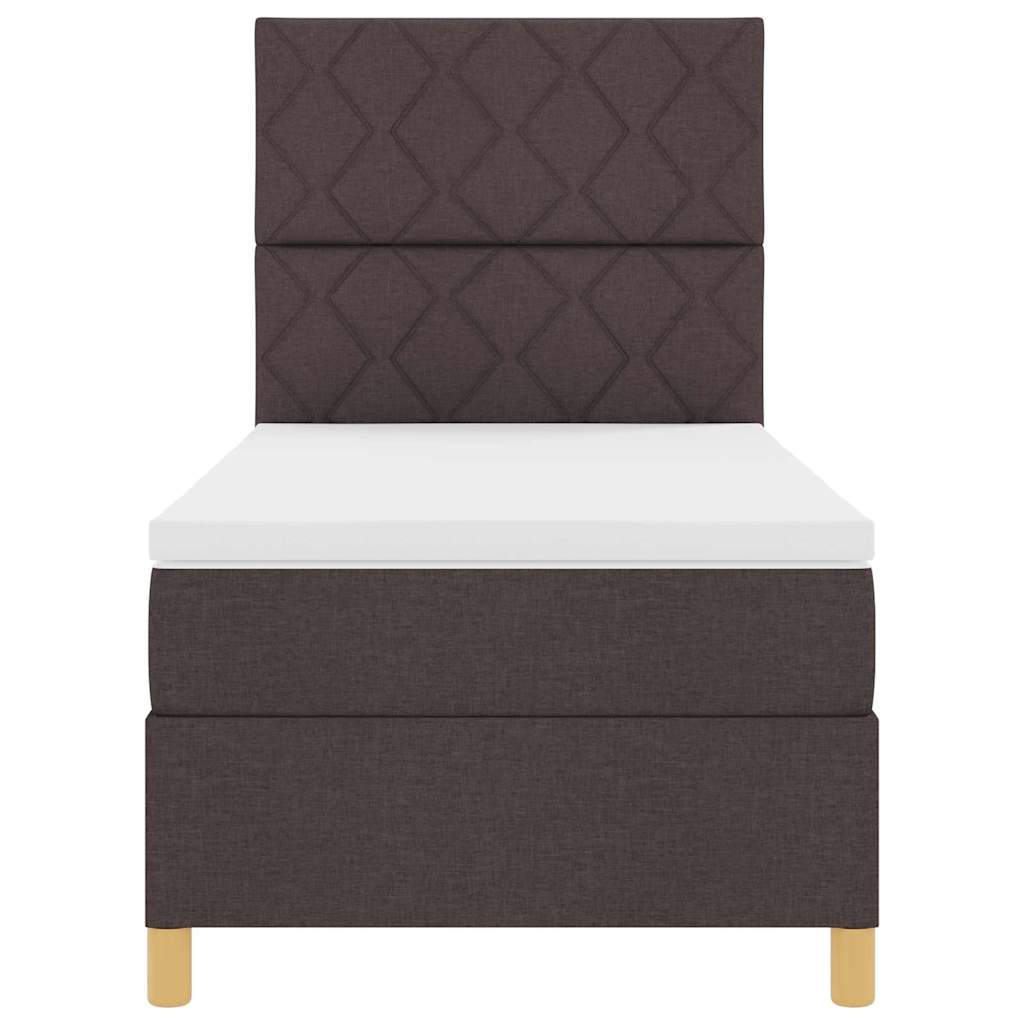 Box spring seng med hovedgærde Mørk Brun 90 x 190 cm Stof