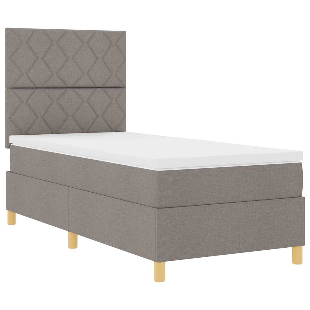 Box spring seng med hovedgærde Gråbrun 90 x 190 cm Stof