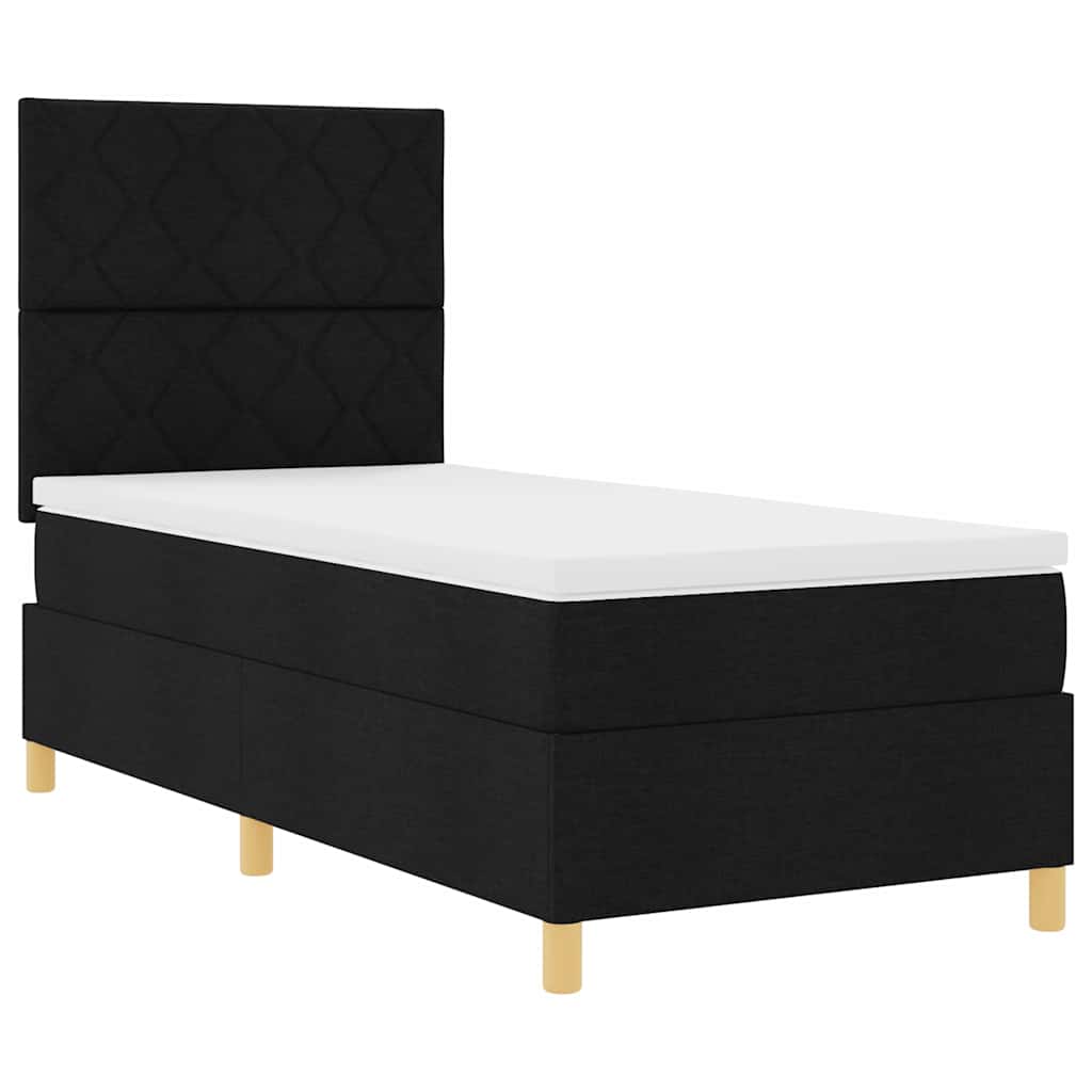 Box spring seng med hovedgærde Sort 90 x 200 cm Stof
