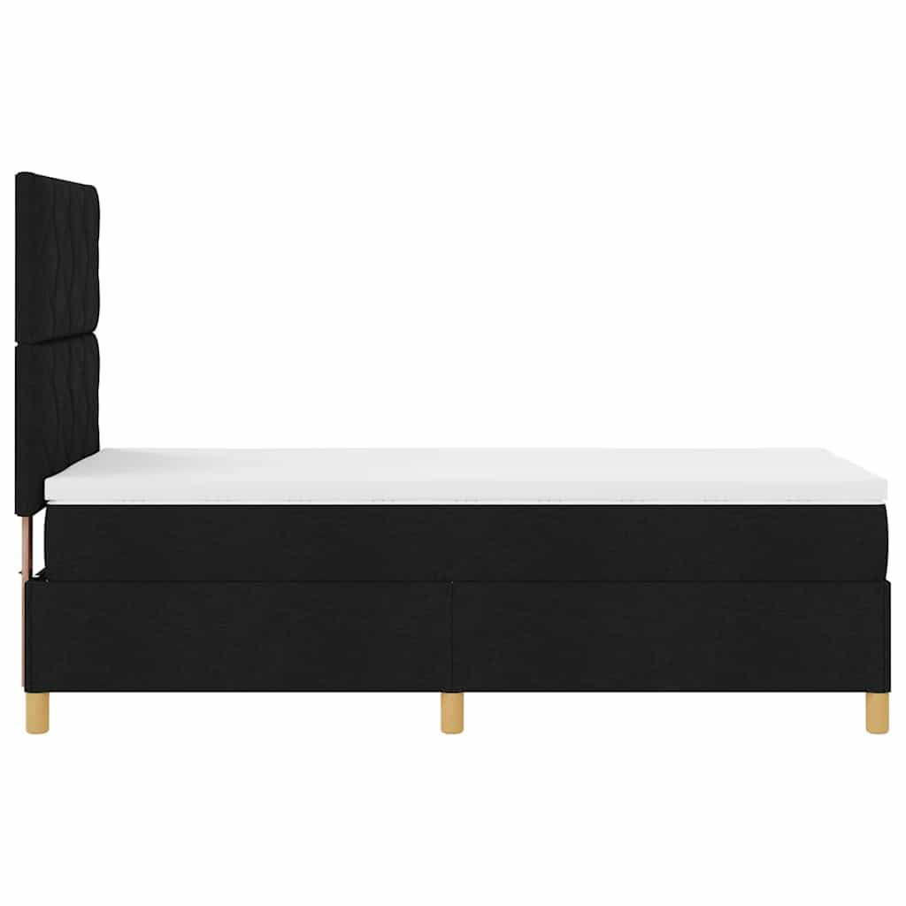 Box spring seng med hovedgærde Sort 90 x 200 cm Stof