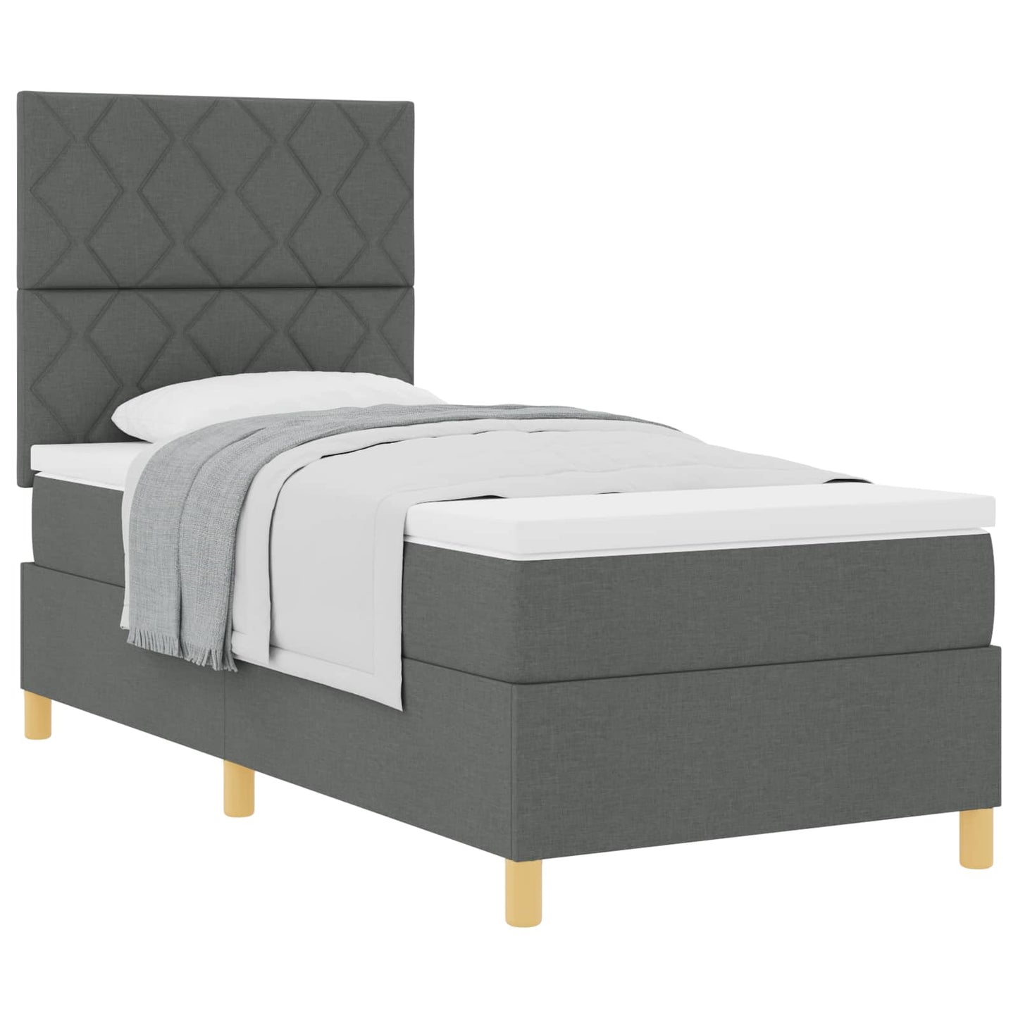 Box spring seng med hovedgærde Mørkegrå 100 x 200 cm Stof