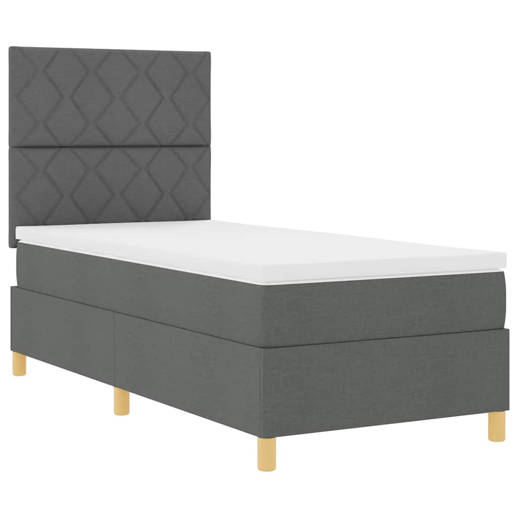 Box spring seng med hovedgærde Mørkegrå 100 x 200 cm Stof