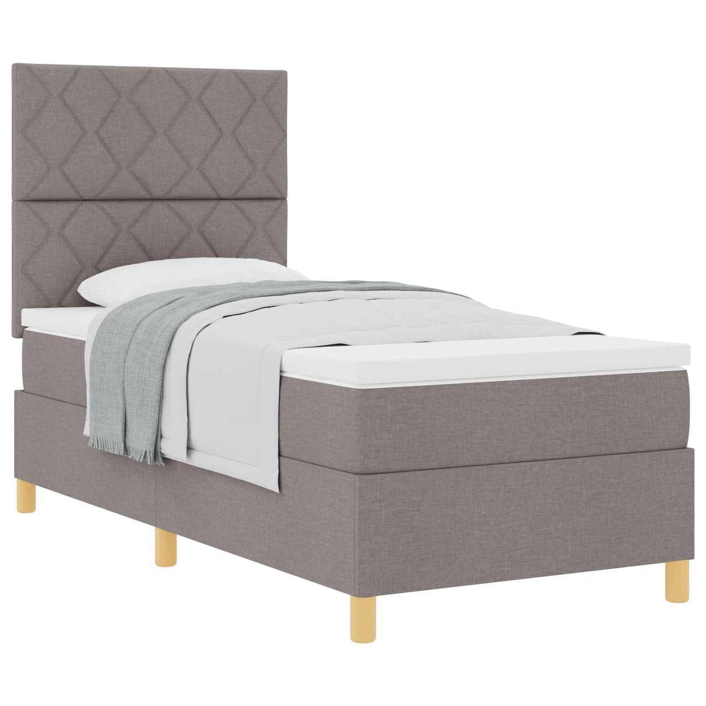 Box spring seng med hovedgærde Gråbrun 100 x 200 cm Stof