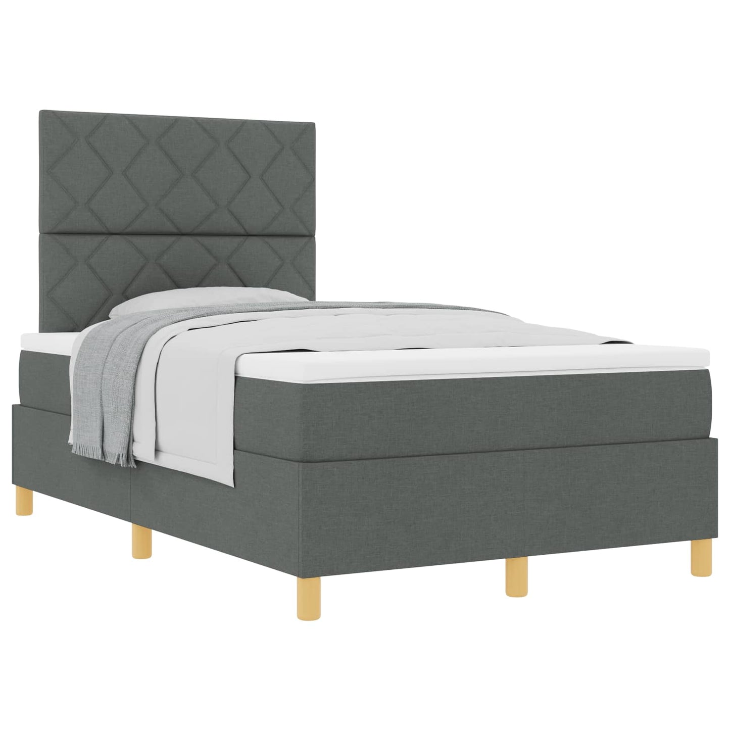 Box spring seng med hovedgærde Mørkegrå 120 x 190 cm Stof