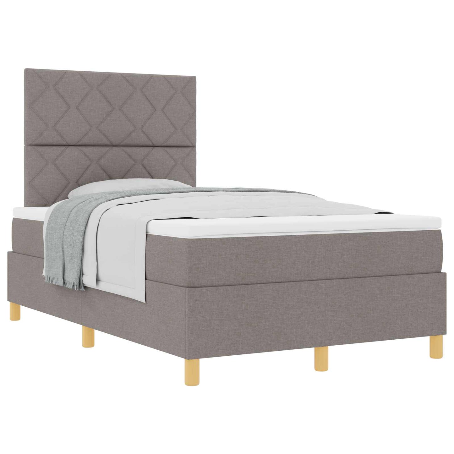 Box spring seng med hovedgærde Gråbrun 120 x 190 cm Stof