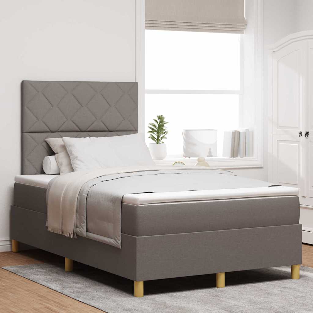 Box spring seng med hovedgærde Gråbrun 120 x 200 cm Stof