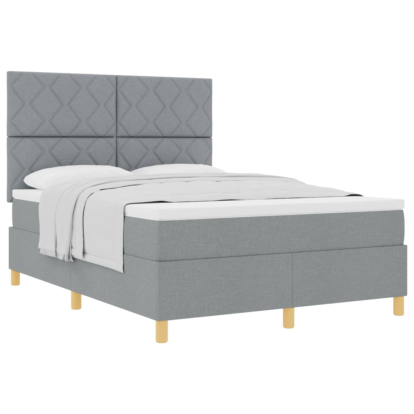 Box spring seng med hovedgærde Lysegrå 140 x 190 cm Stof