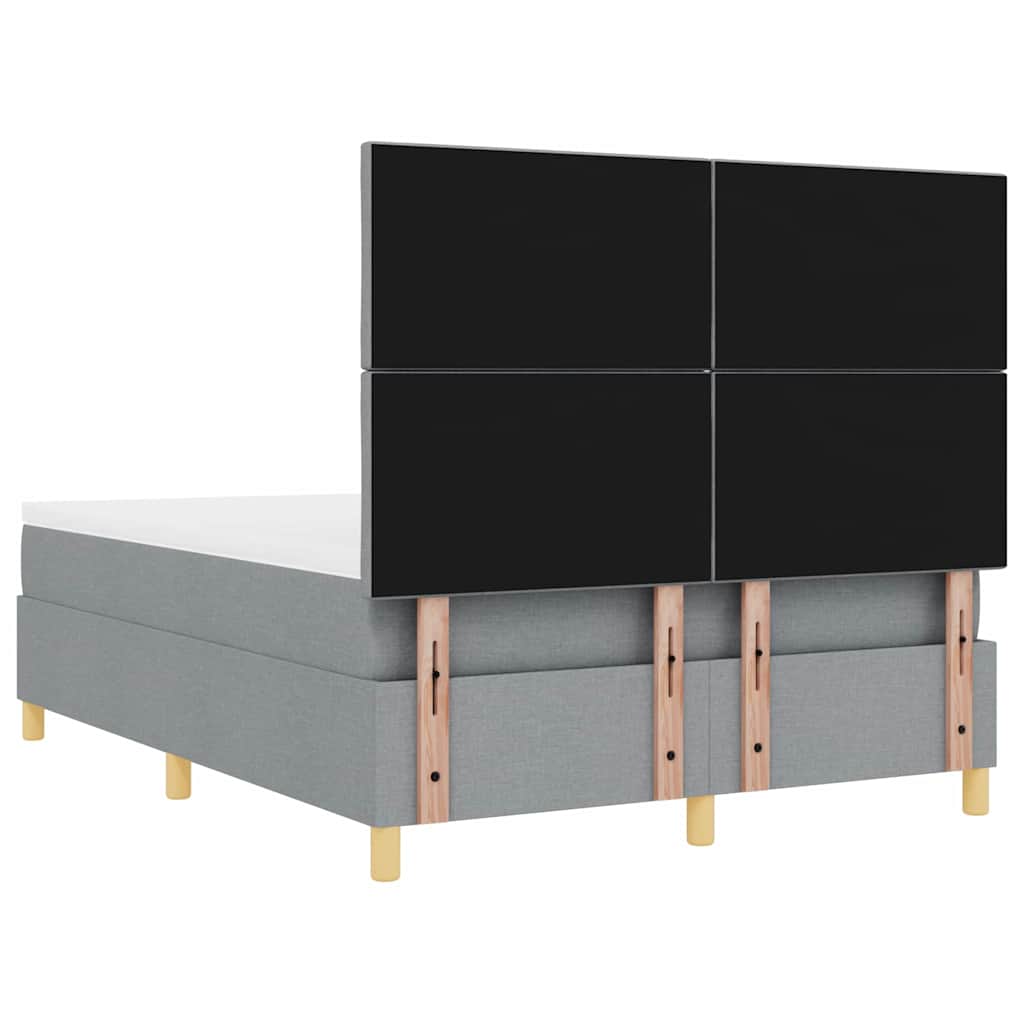 Box spring seng med hovedgærde Lysegrå 140 x 190 cm Stof